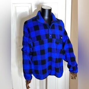Patagonia Lightweight Synchilla Snap-T Fleece Pullover Blue Buffalo Plaid Large 